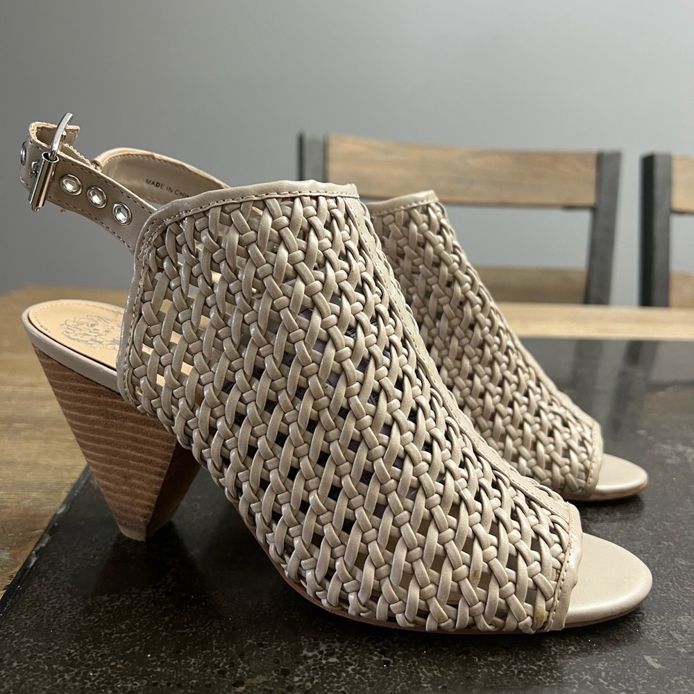 Vince Camuto Beige Woven Heeled Boots